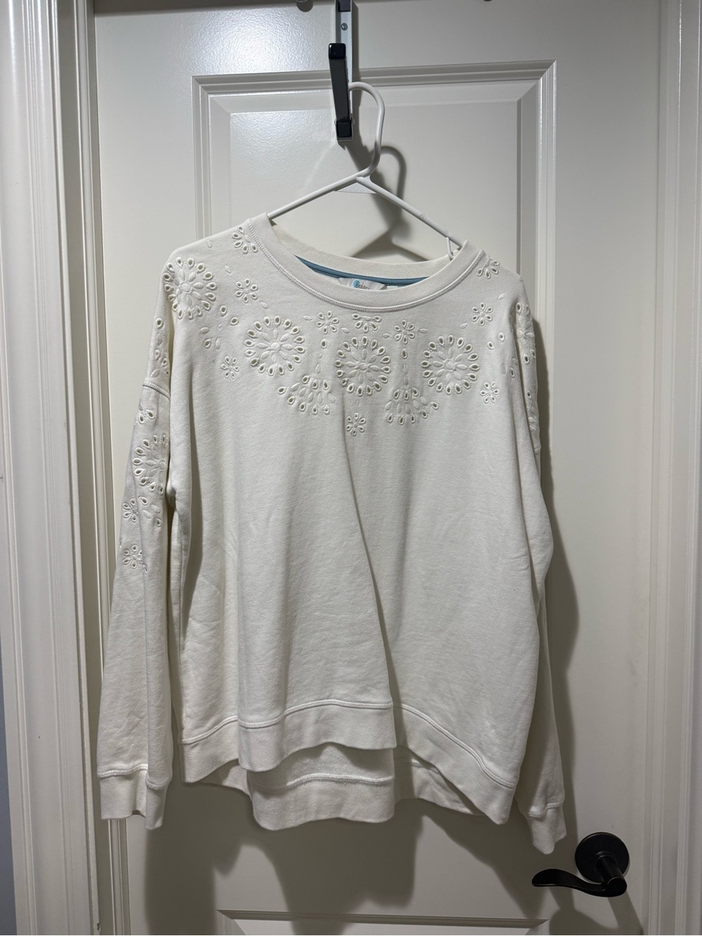 Women's Boden Cream Eyelet Embroidered Sweatshirt